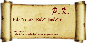 Péntek Kálmán névjegykártya